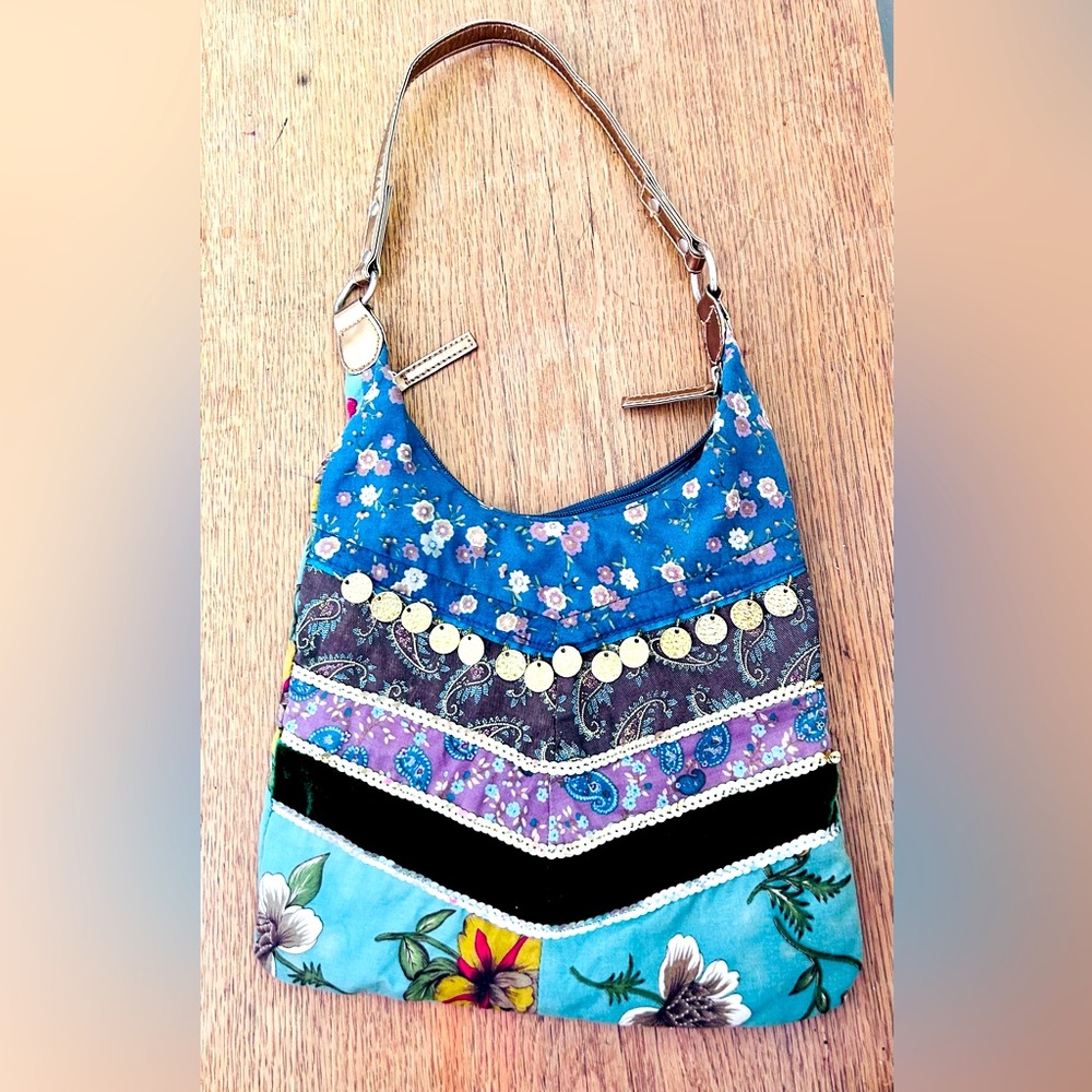 💎CLOSET KEPT! VINTAGE Chareau Hobo Sequined Velvet Silk Metallic Gypsy Purse 💎
